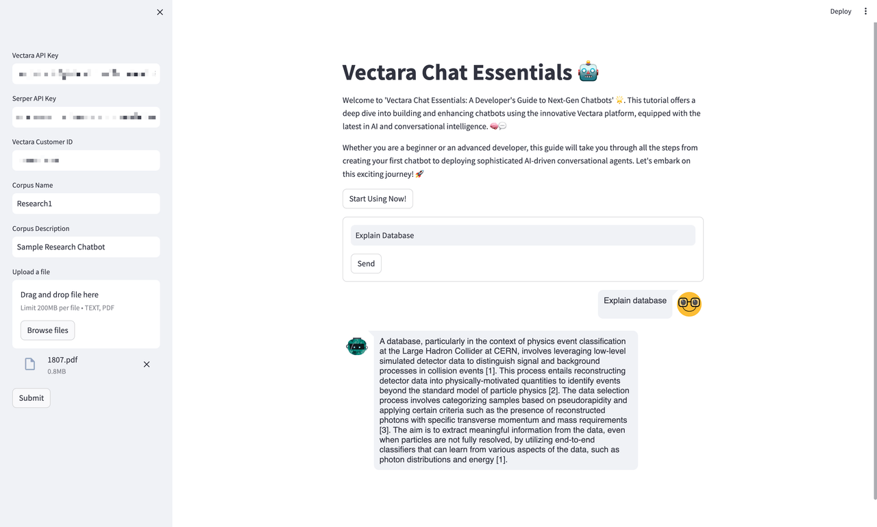Interacting with Vectara Chat