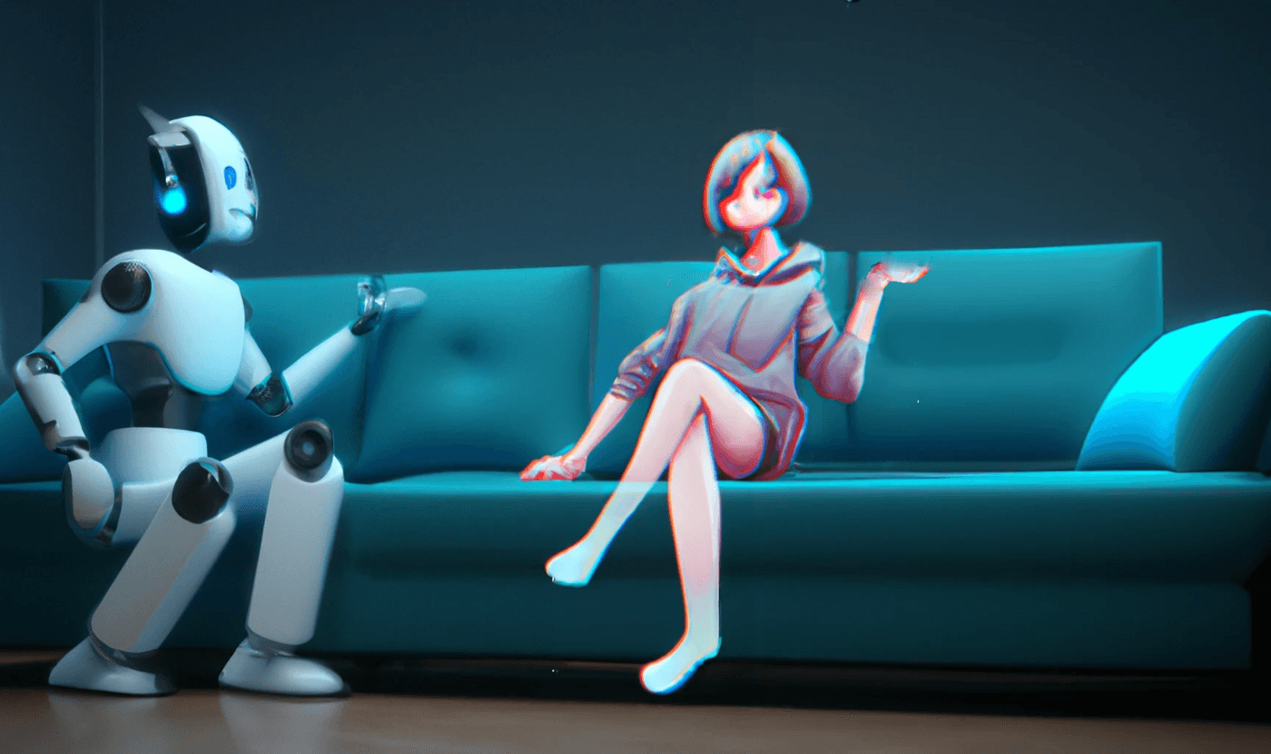 Robot talking to a girl