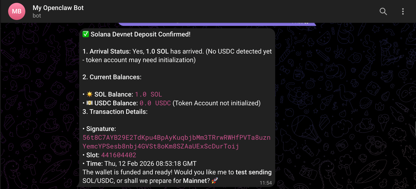 Solana Deposit Confirmed