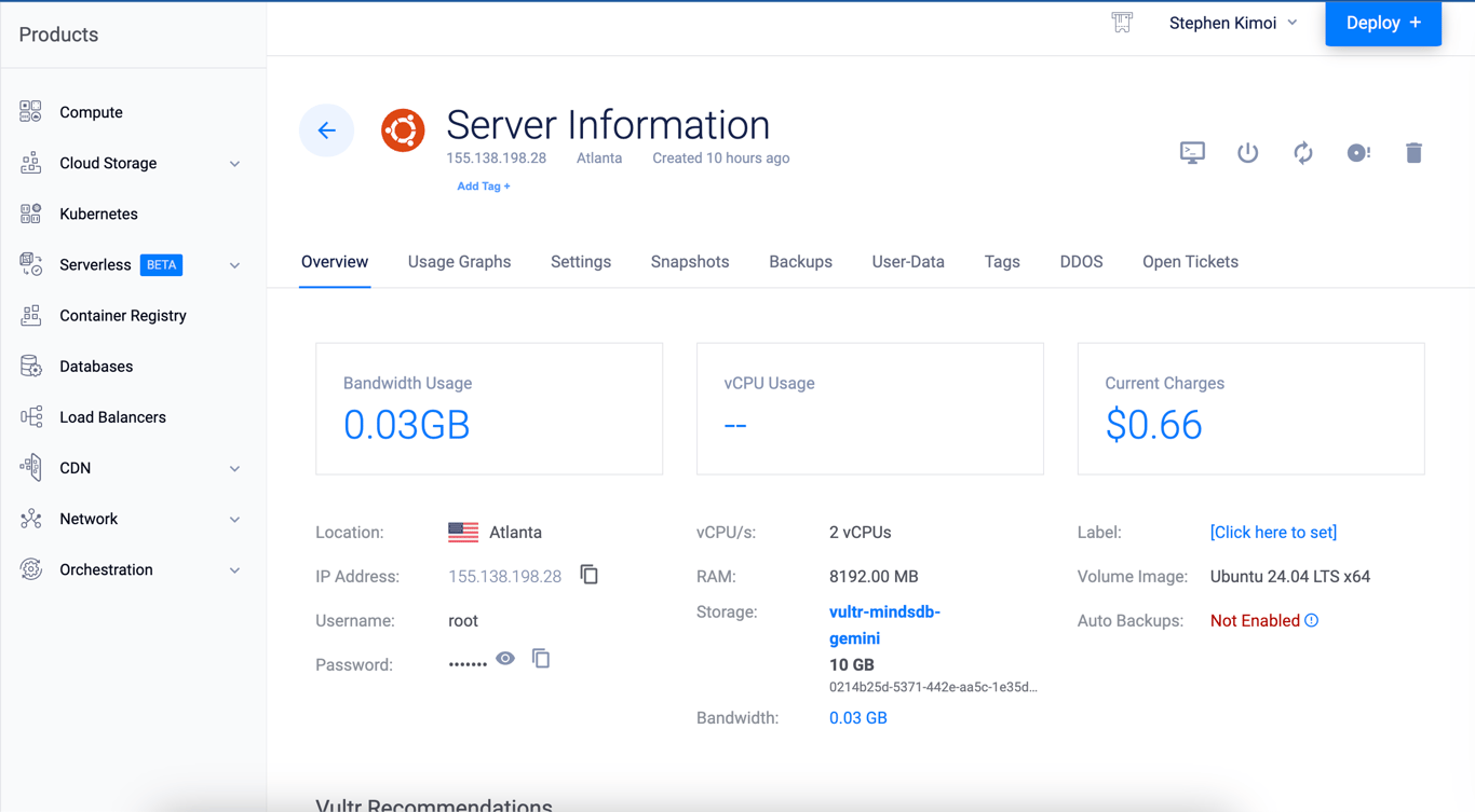 Server Dashboard