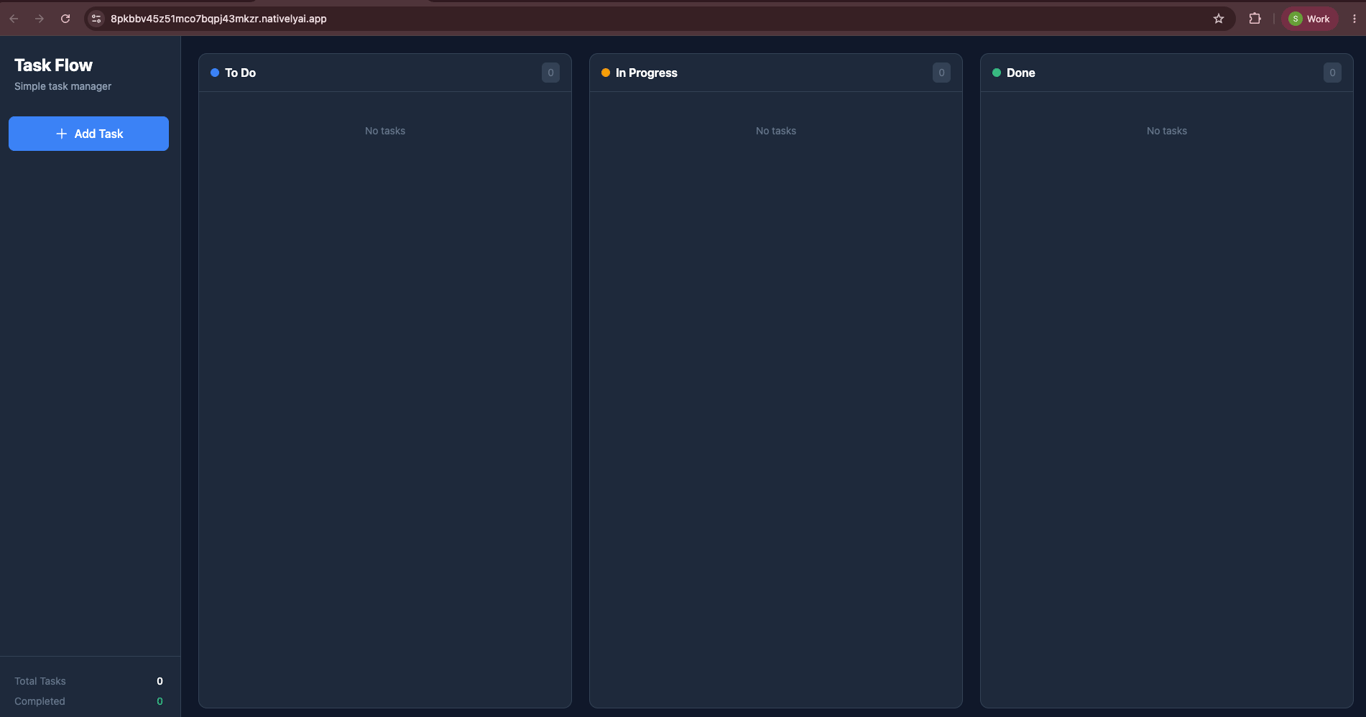 Task Flow app live in the browser