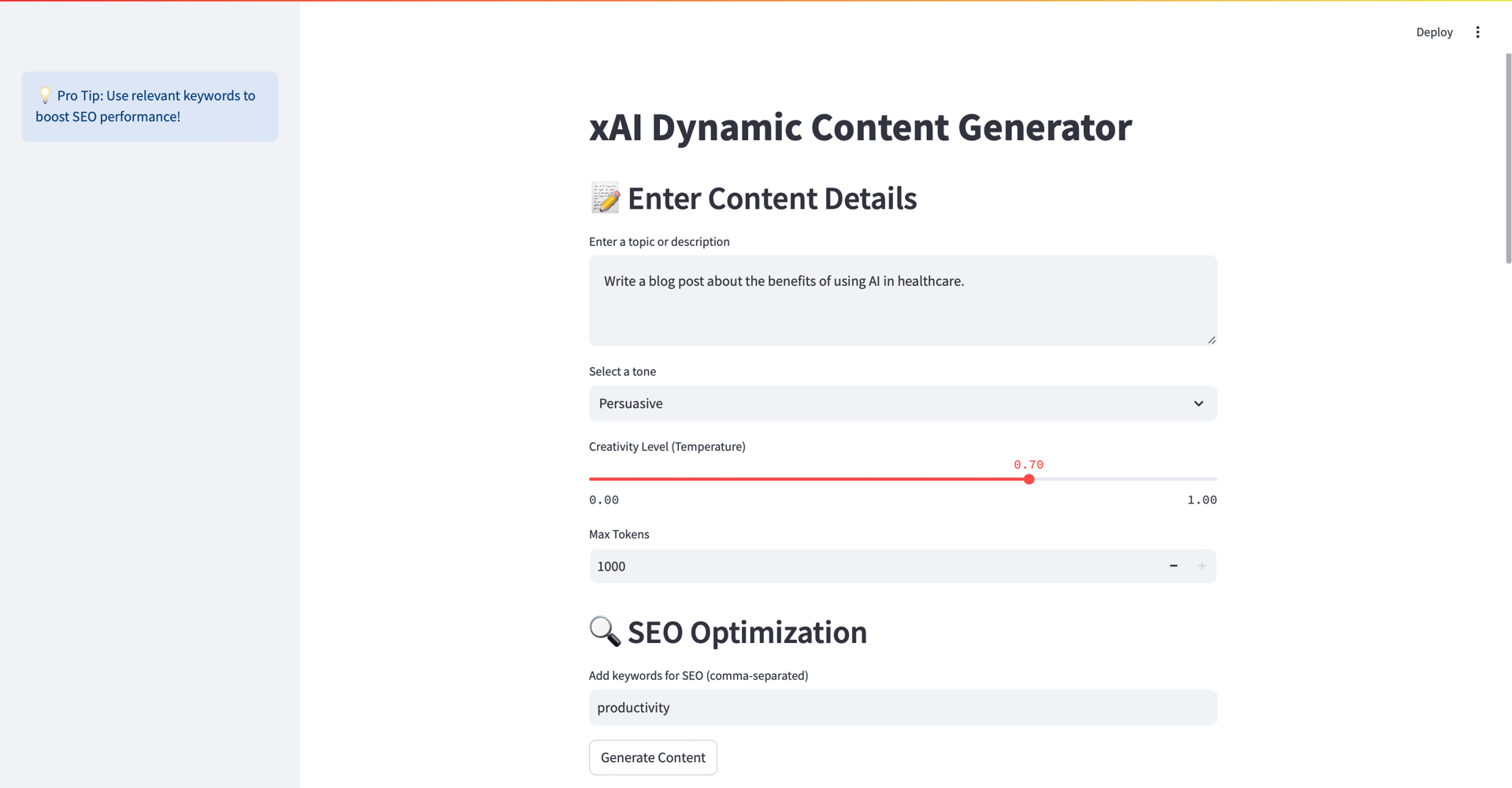 frontend interface