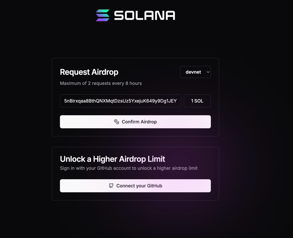Solana Devnet funds receive