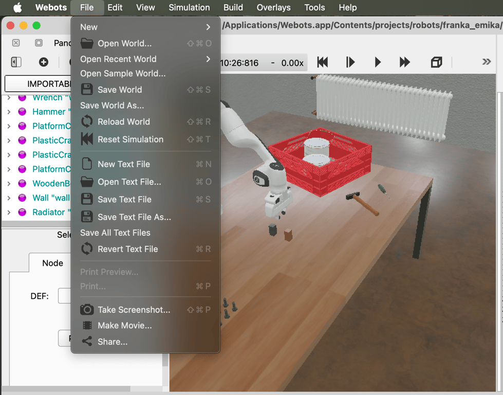 Sample world menu