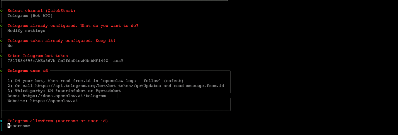 Telegram bot setup