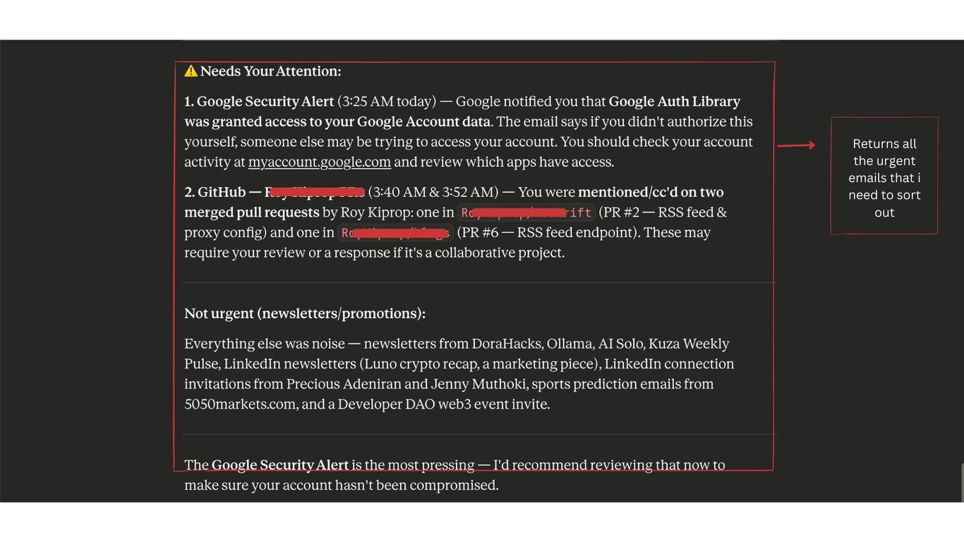 Claude's triage output highlighting a Google Security Alert and GitHub pull request review requests as urgent items