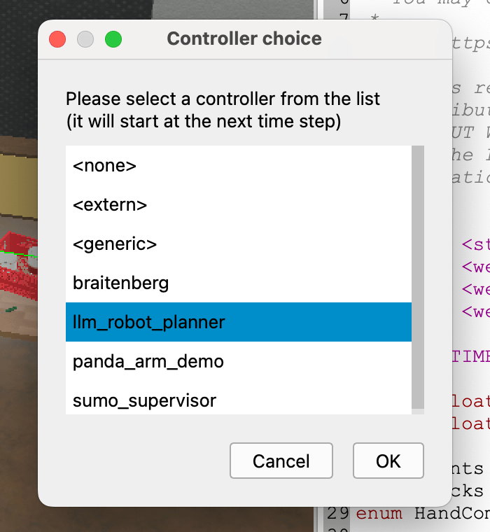 Select LLM Robot planner