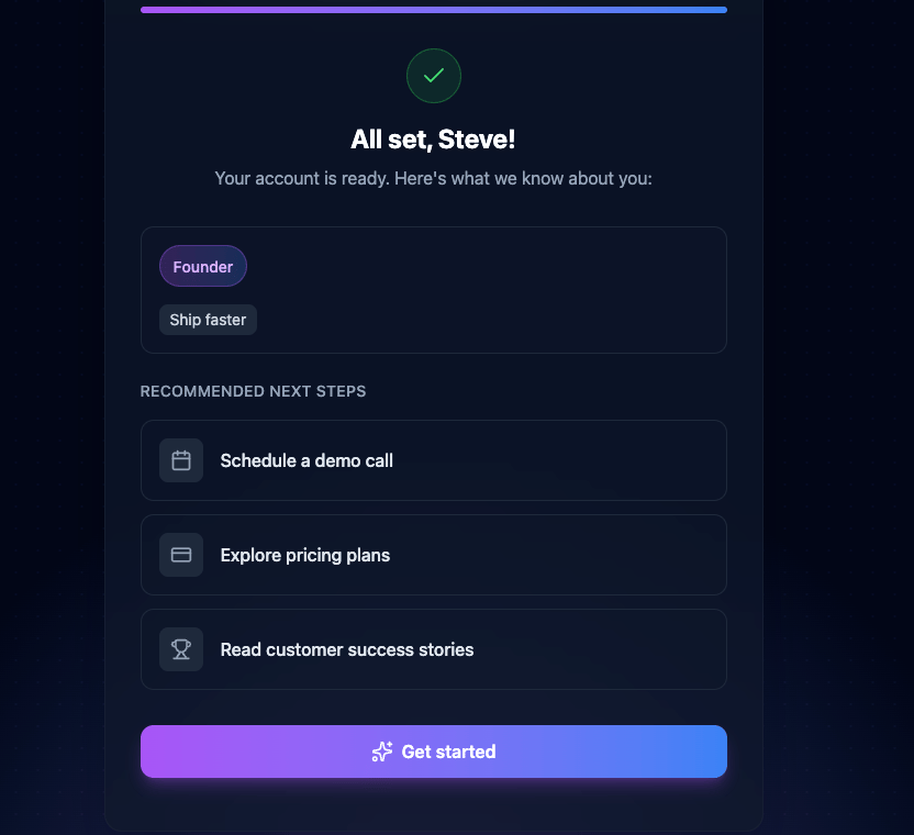 Step 4 All Set with Founder role recommendations