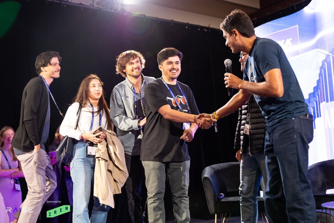 Winners being greeted at Raise Your Hack