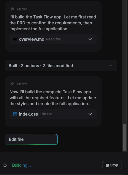 Builder actively generating files