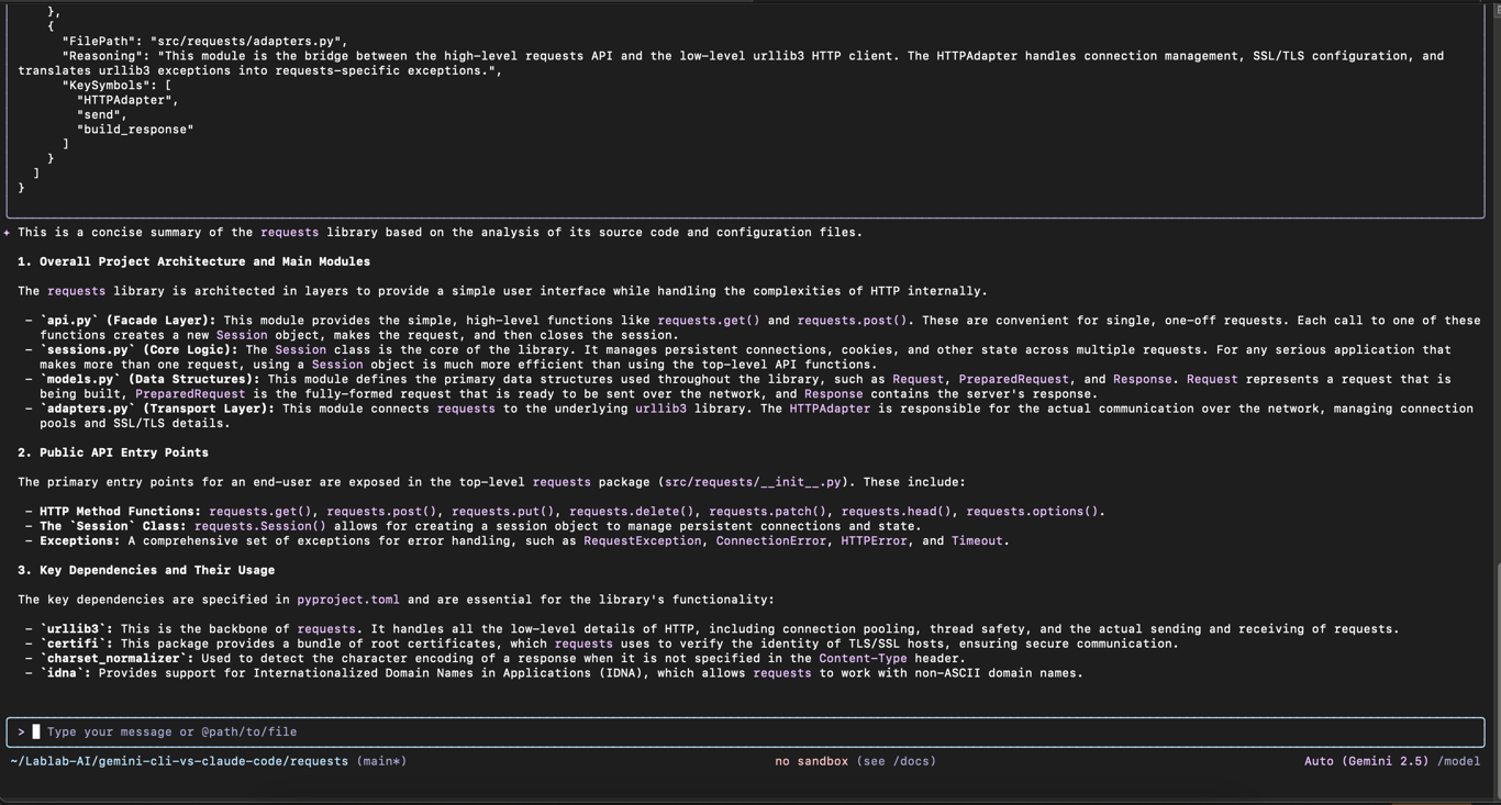 Gemini output demonstrating the 1M+ token context