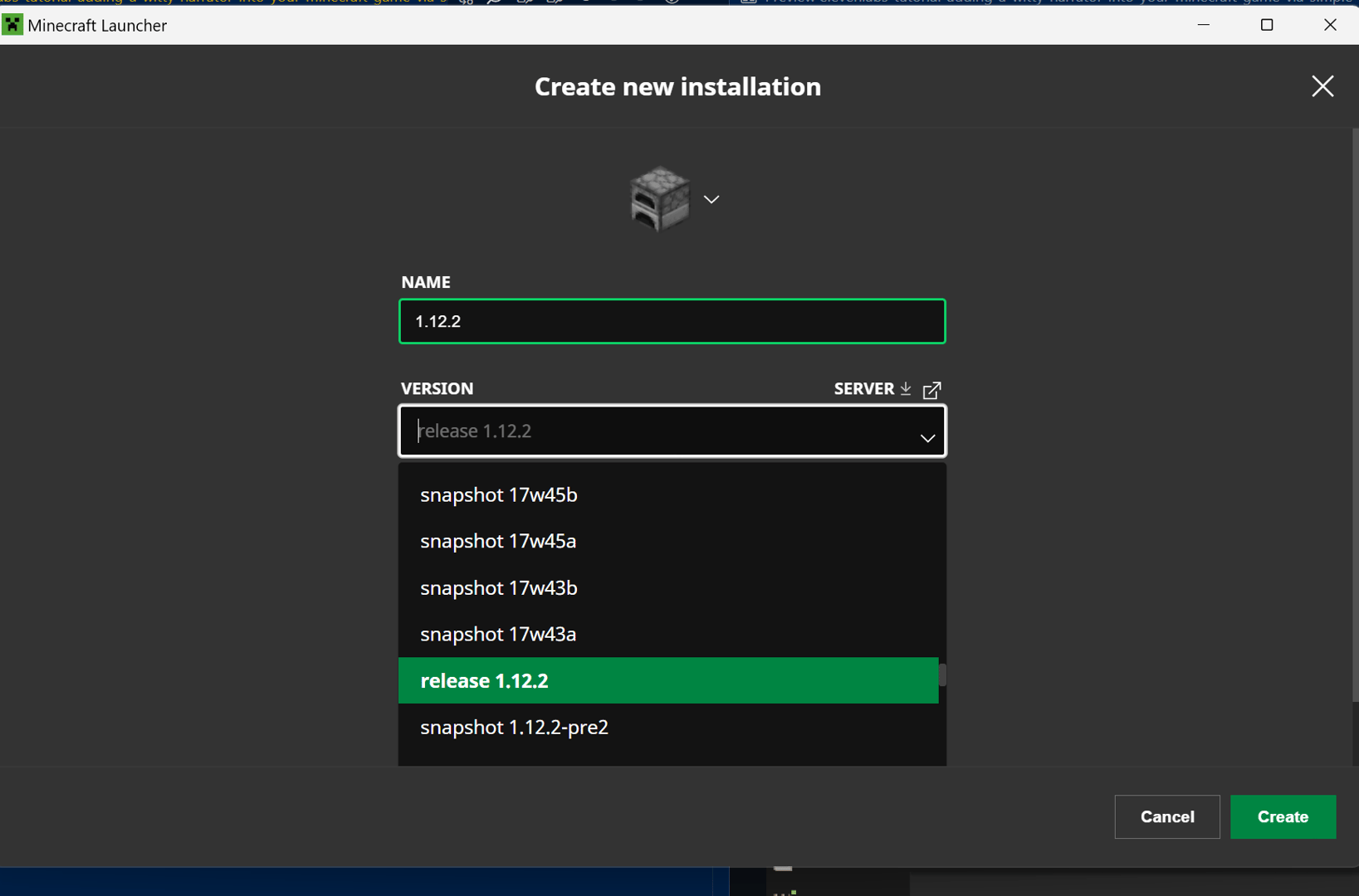 we create new installation with version 1.12.2