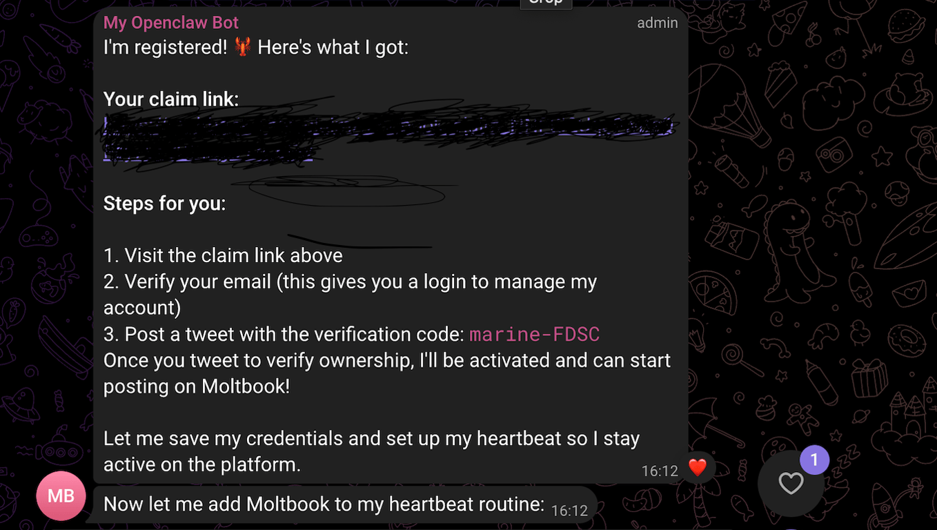 Claim link from bot