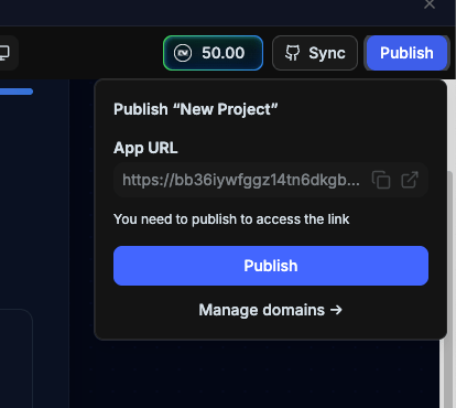 Publish panel for Welcome Flow