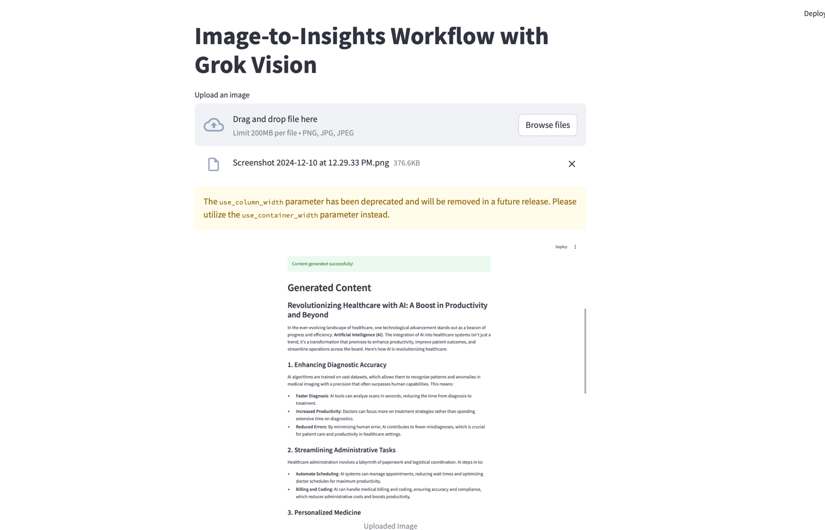 upload image to the workflow