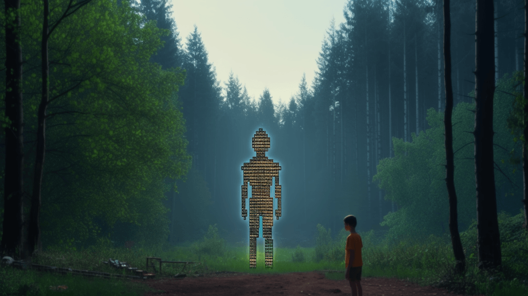 a boy in the forest