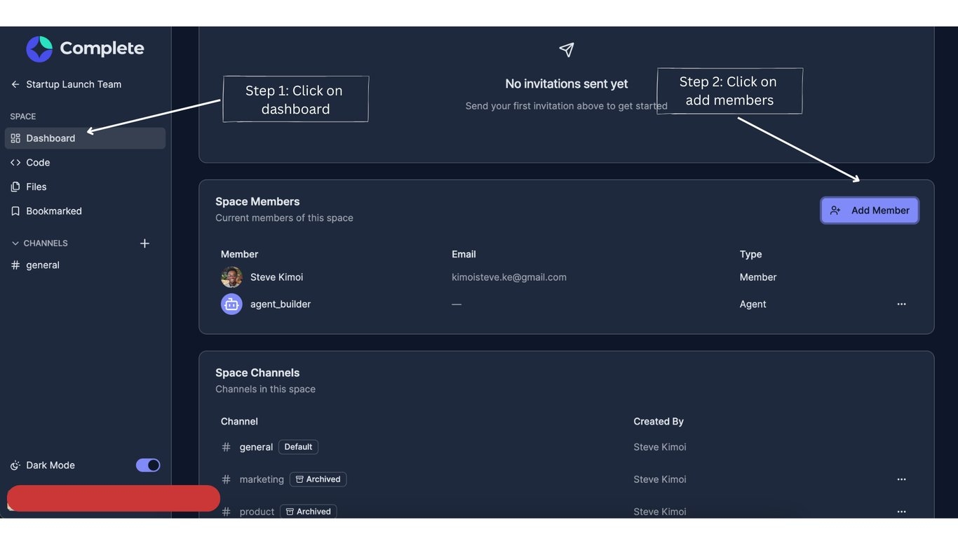 Add members on dashboard