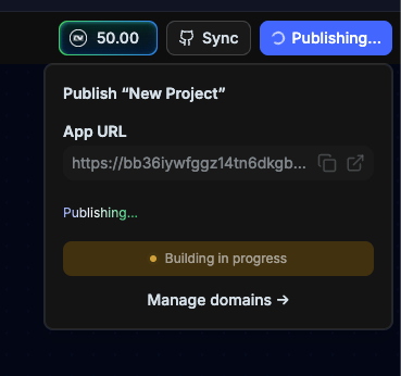 Publishing in progress indicator