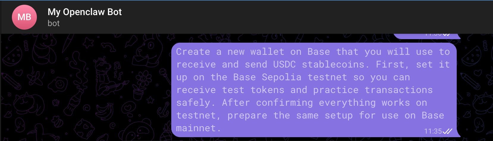 Set up wallet prompt