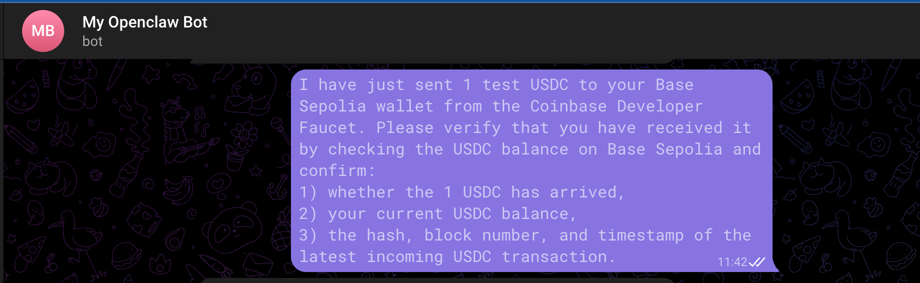 Sending prompt to confirm funds have been deposited