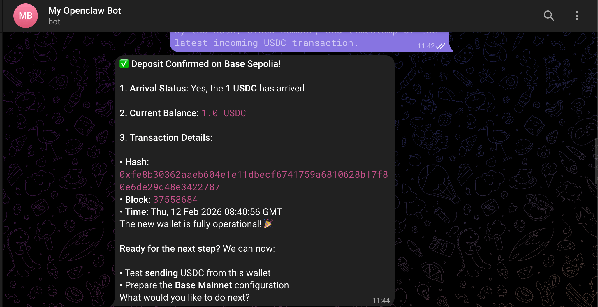 Funds Deposited Confirmation