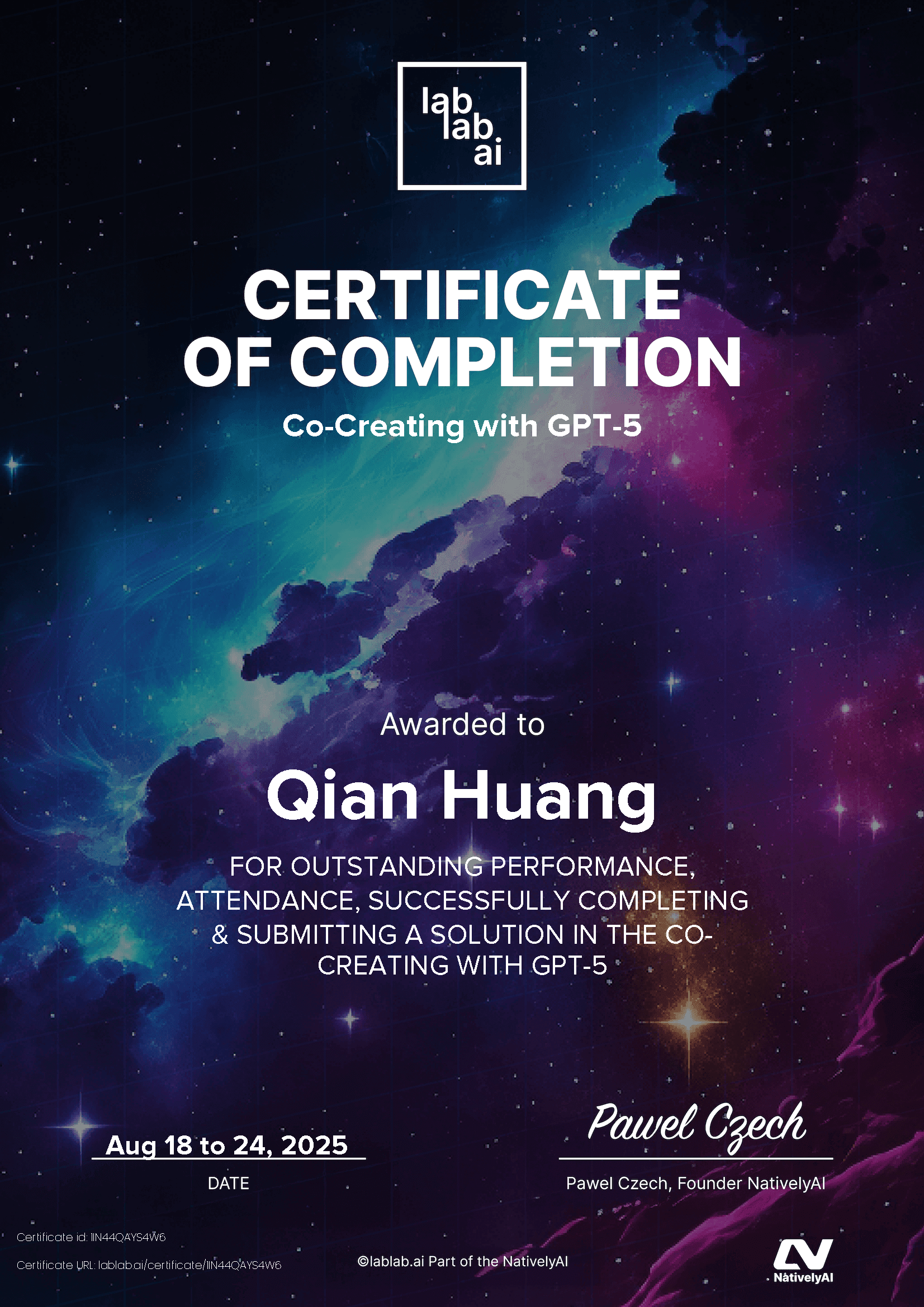 personal certificate