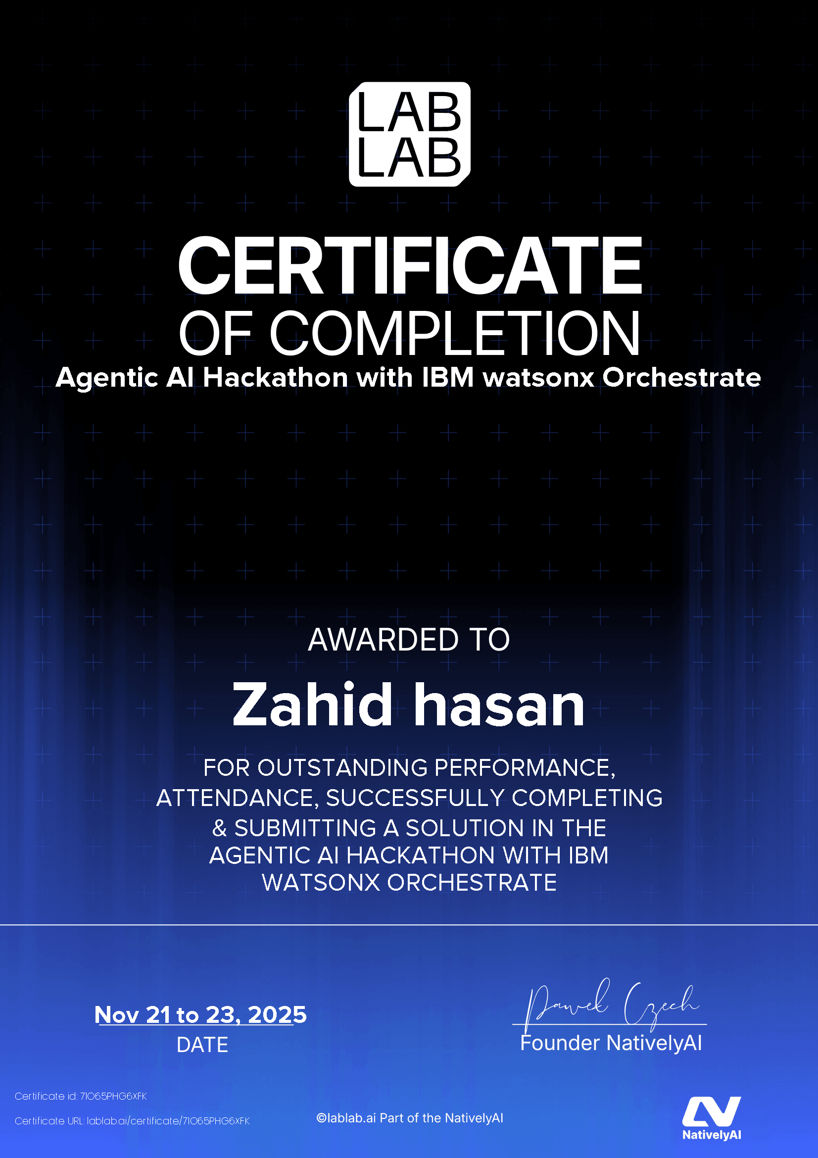 personal certificate