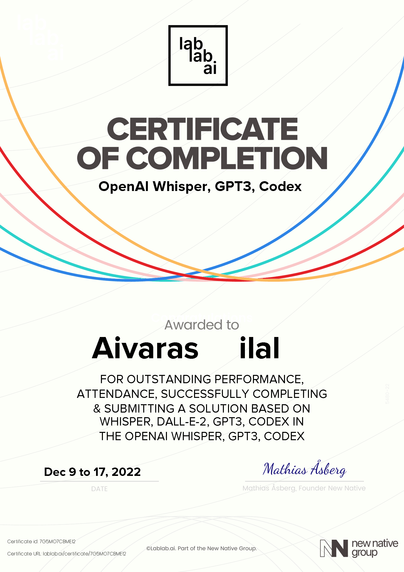 personal certificate