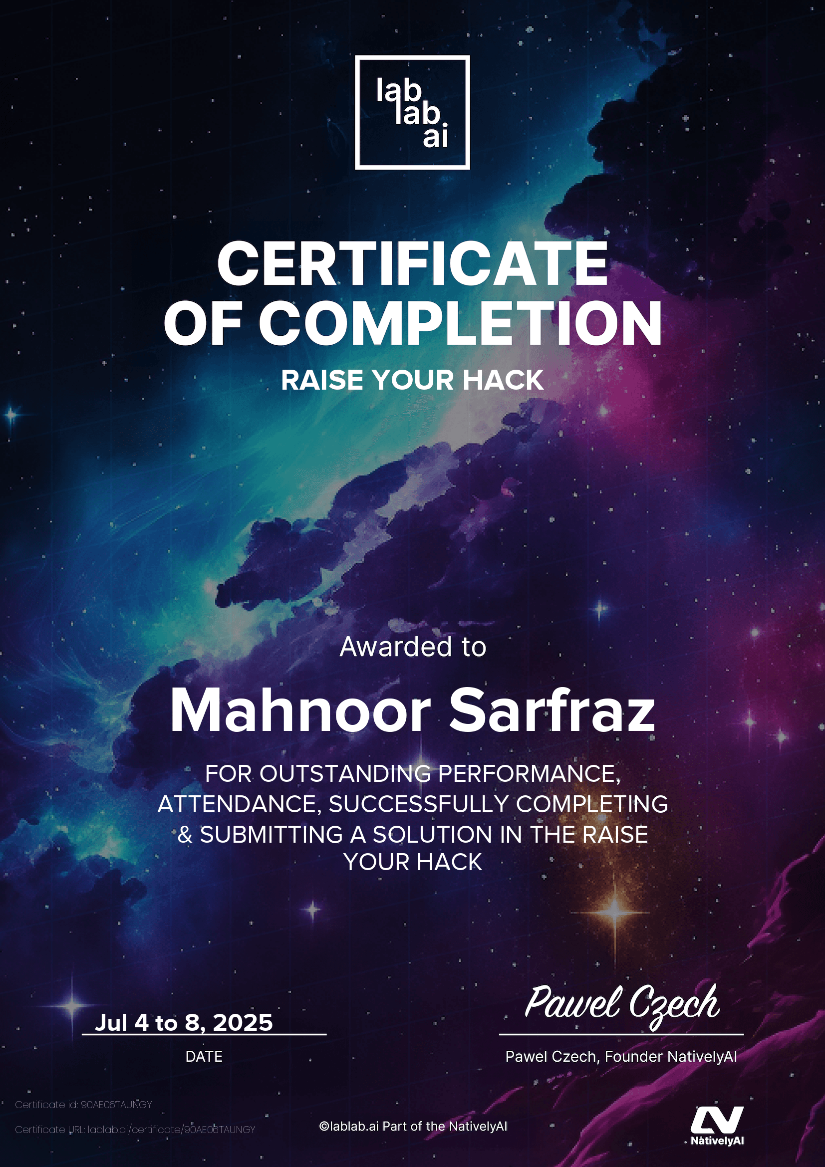 personal certificate