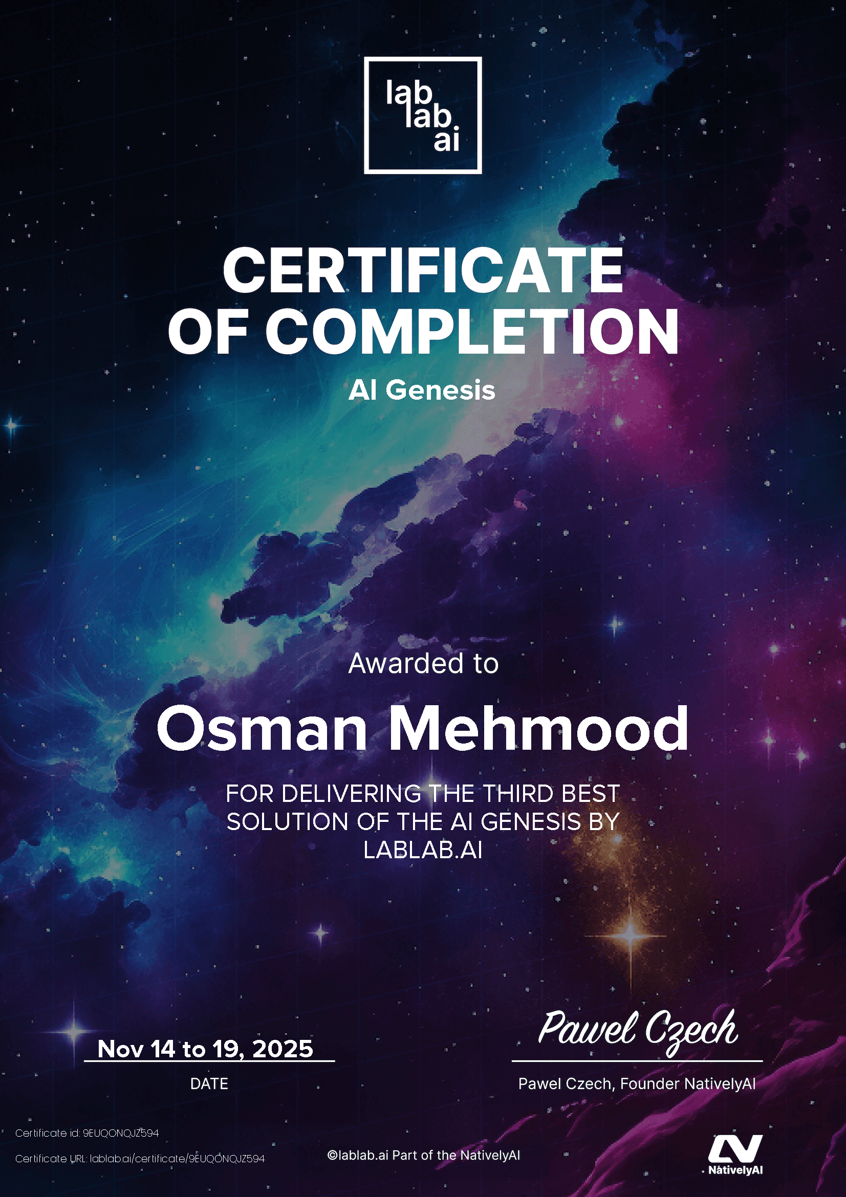 personal certificate