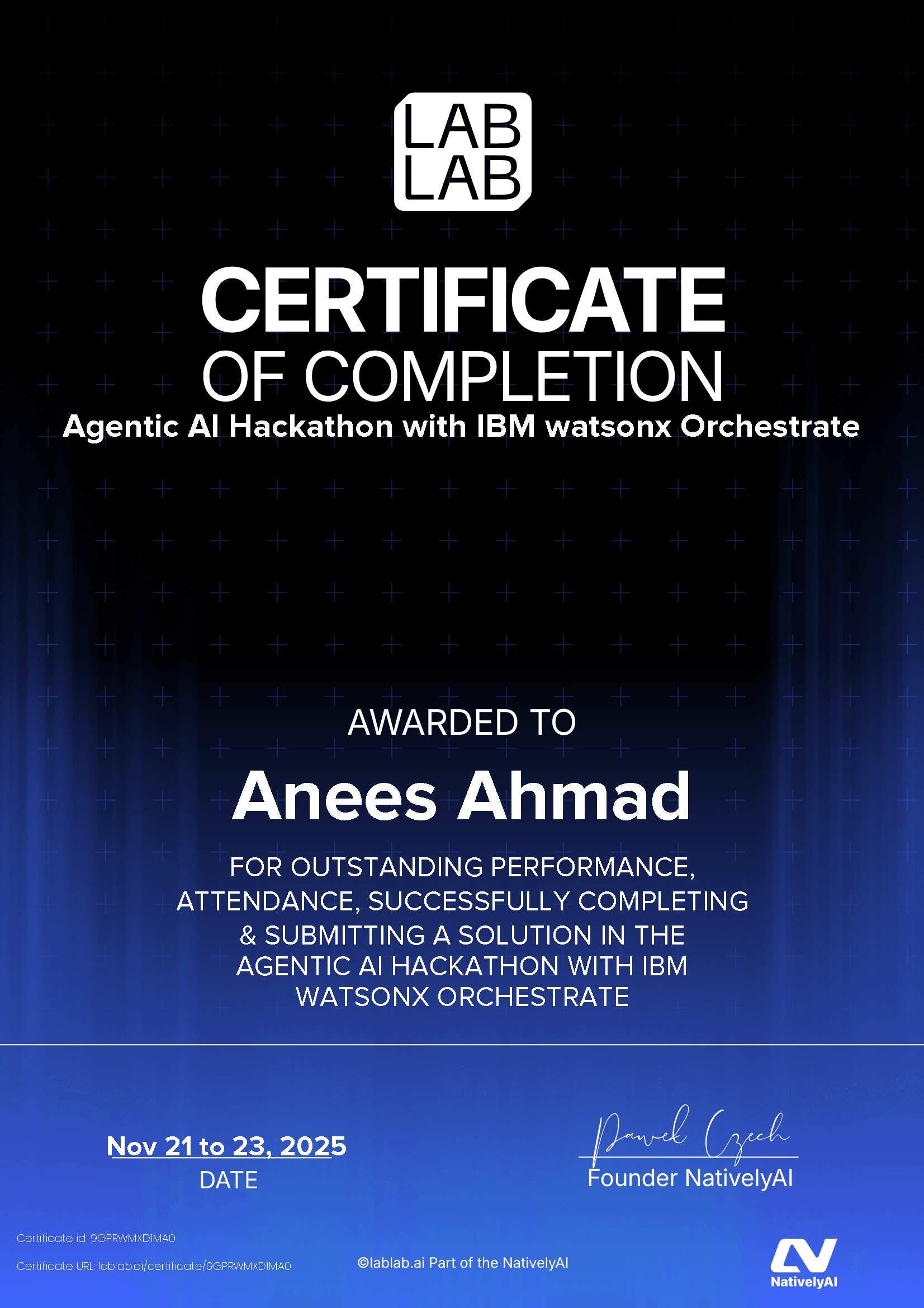 personal certificate