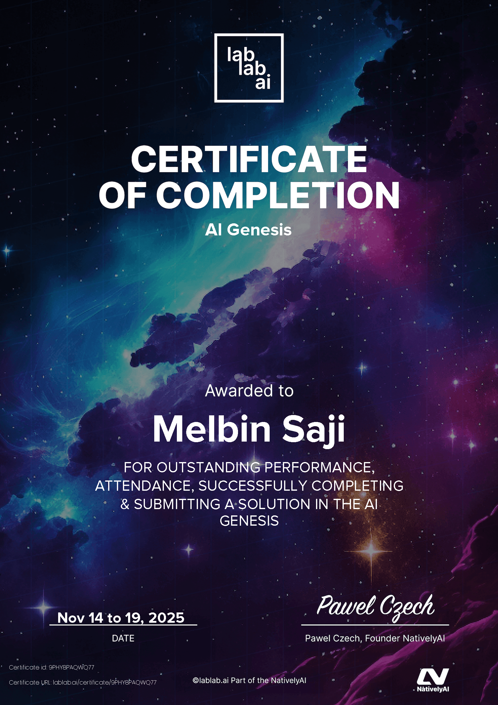 personal certificate