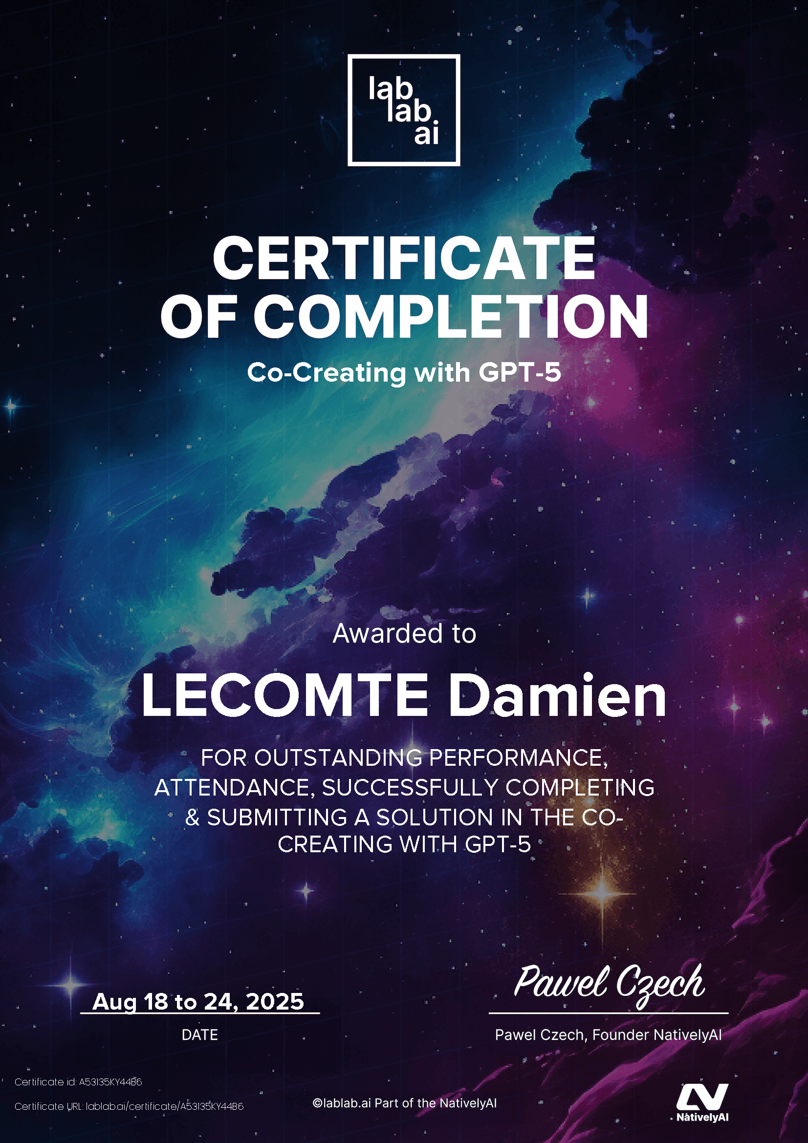 personal certificate