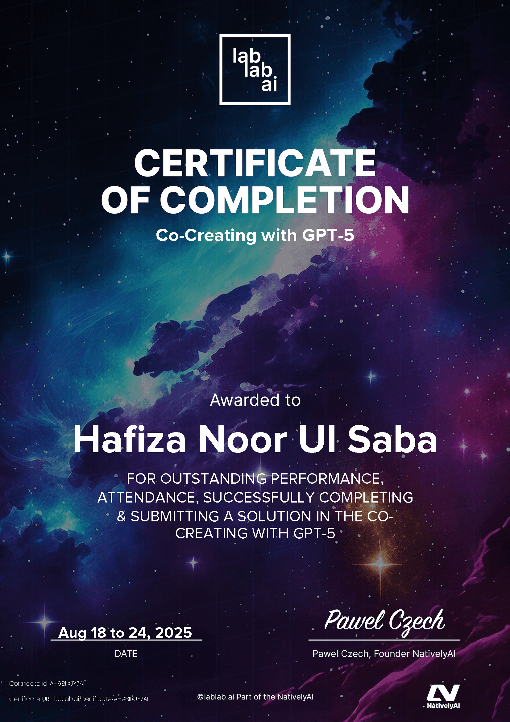 personal certificate