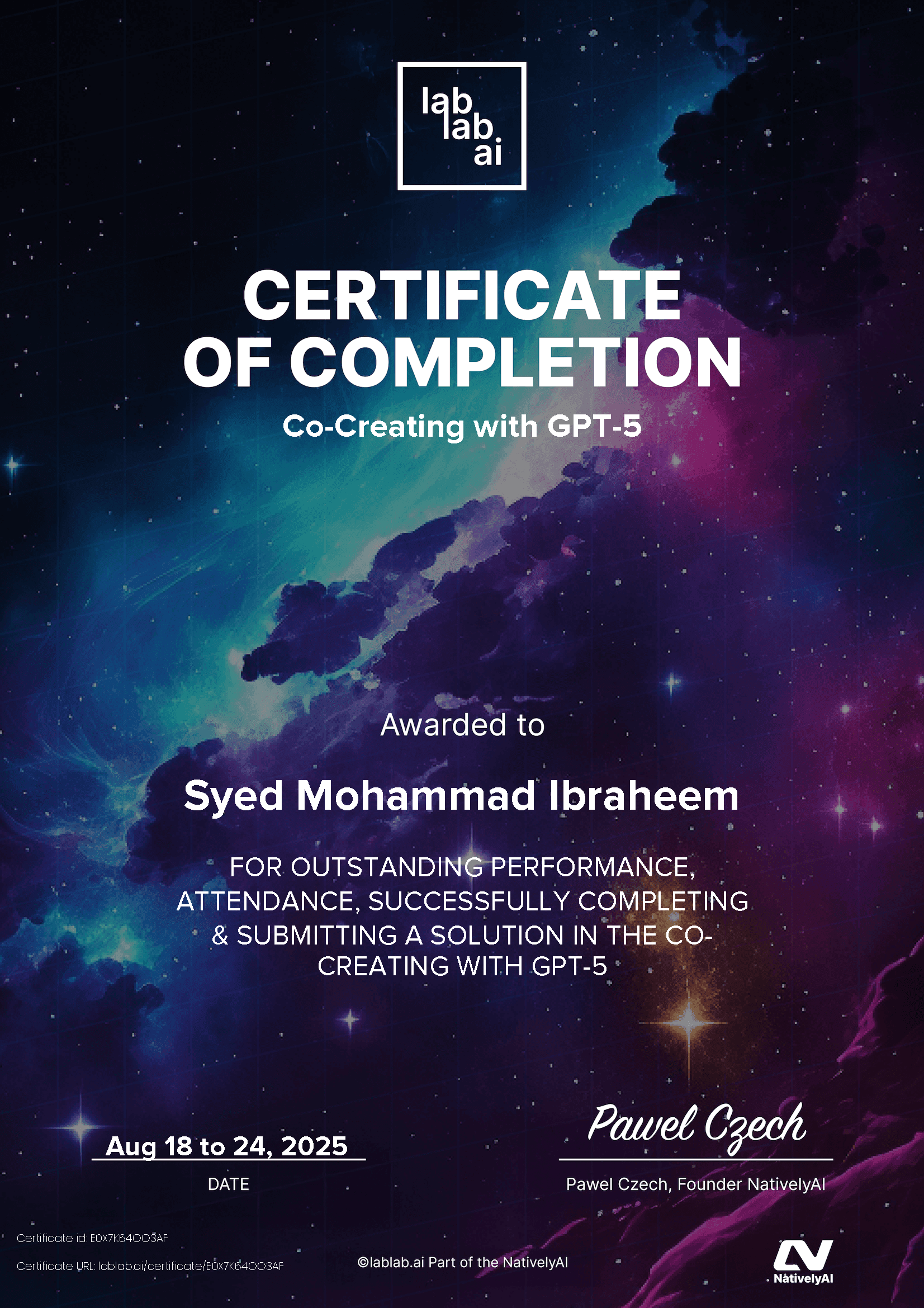 personal certificate