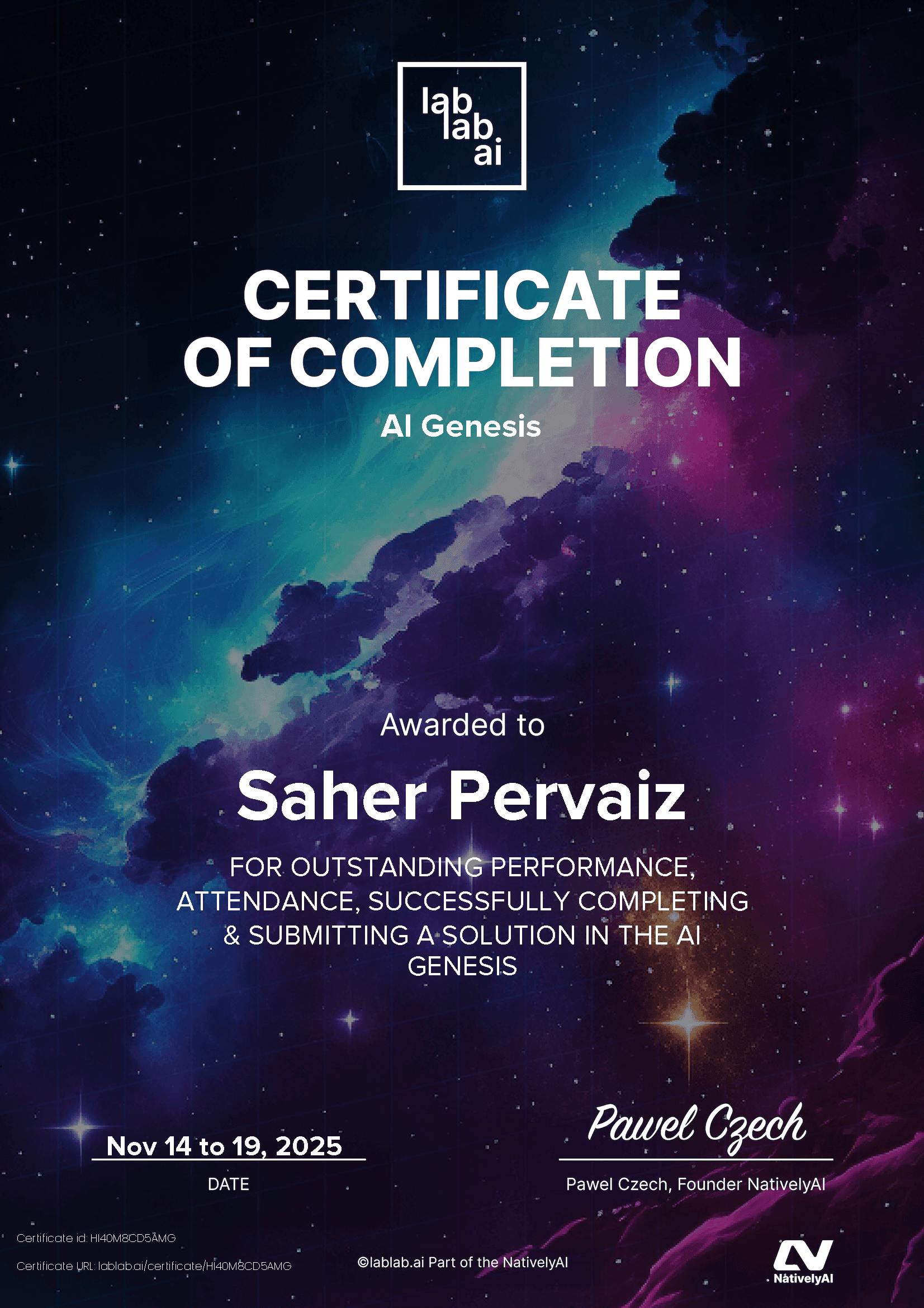 personal certificate