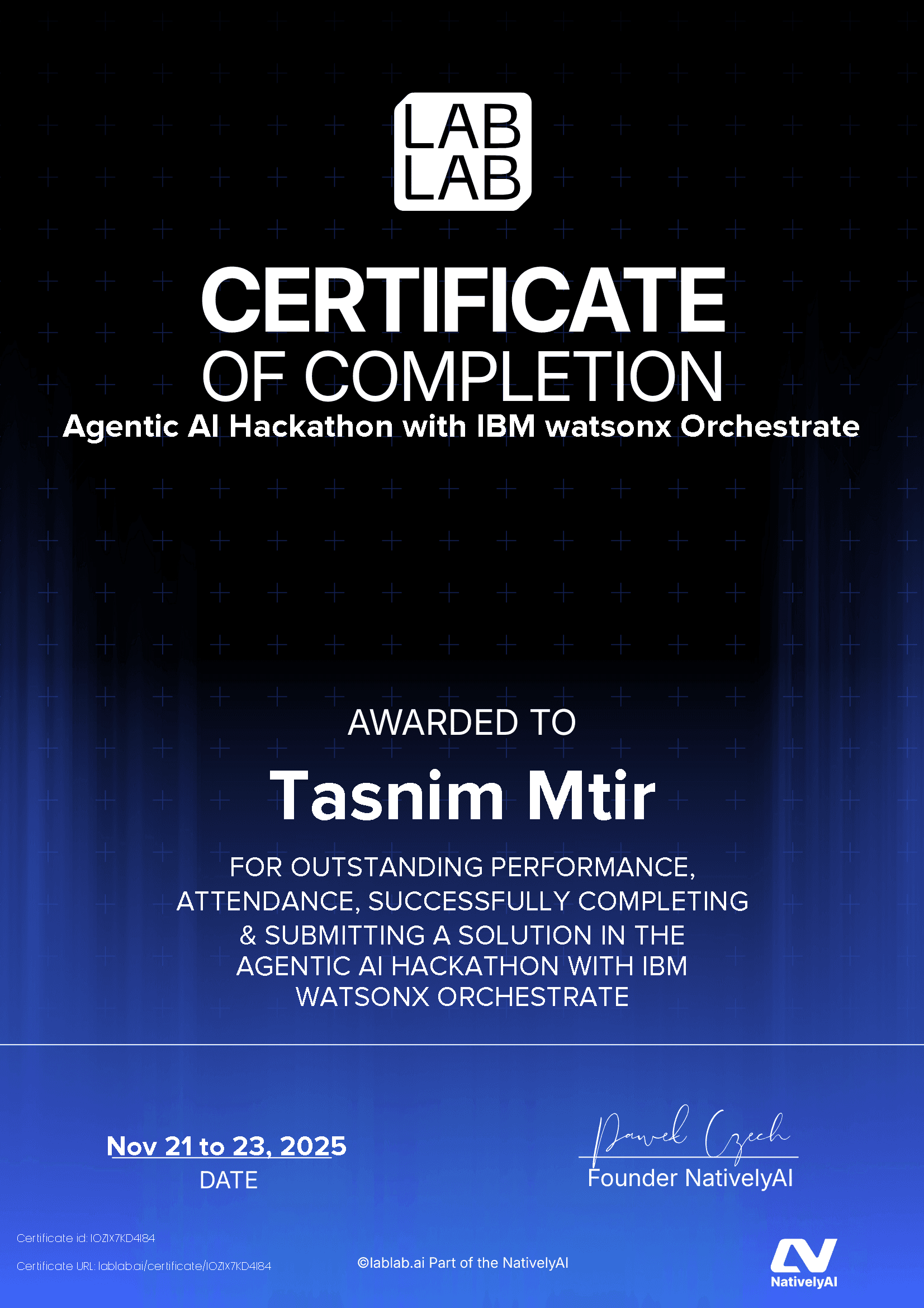 personal certificate