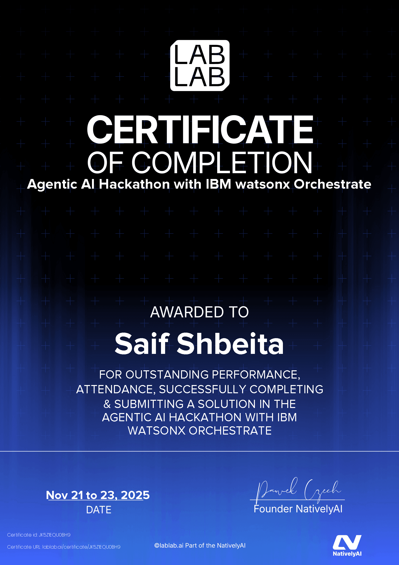 personal certificate