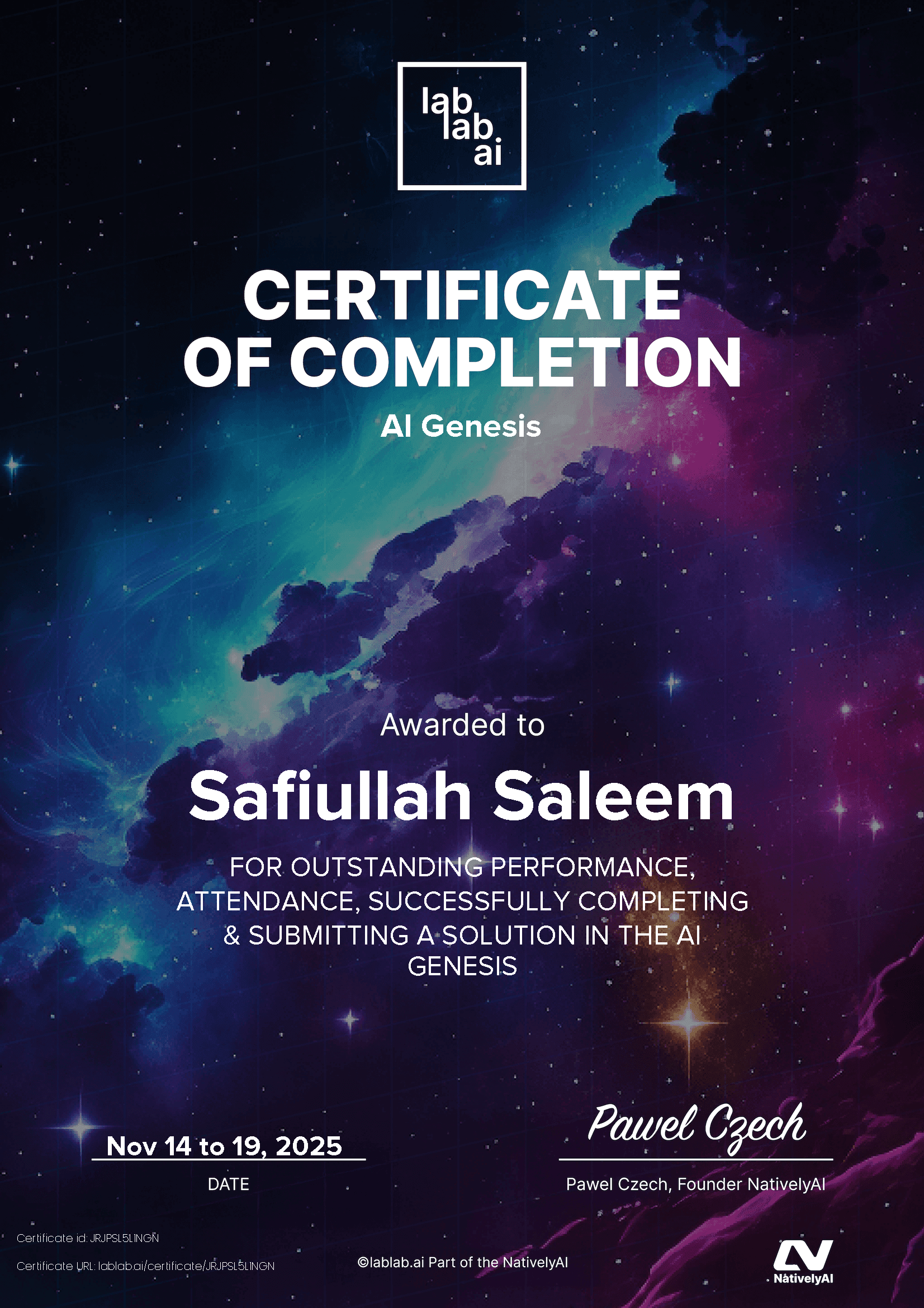 personal certificate