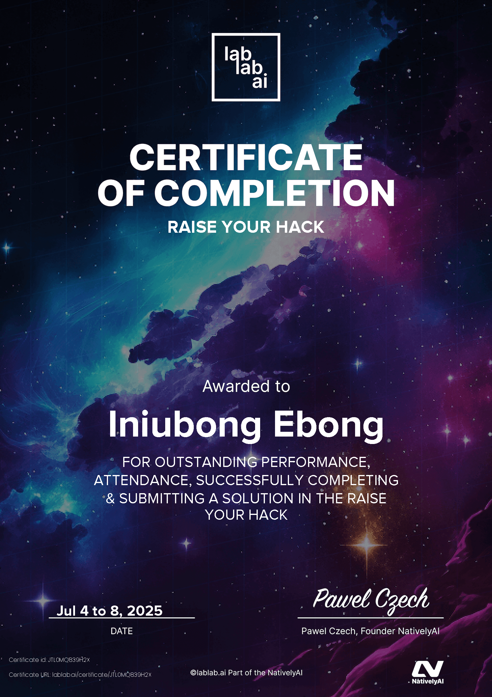 personal certificate
