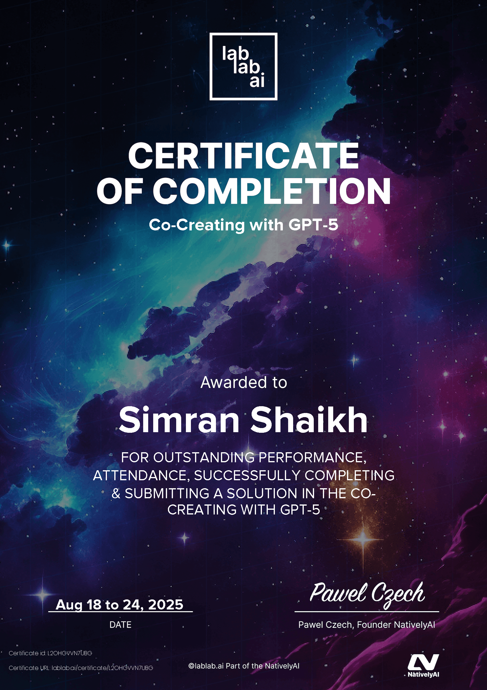 personal certificate