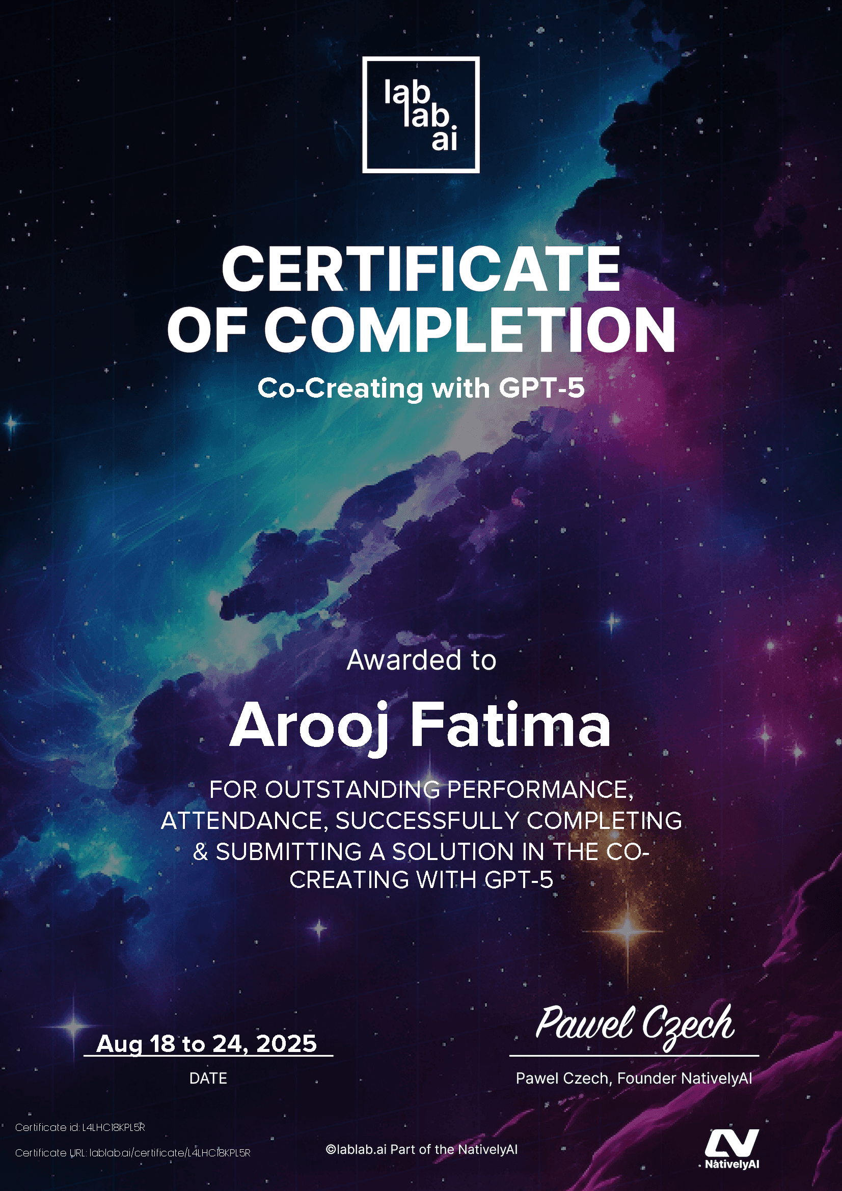 personal certificate