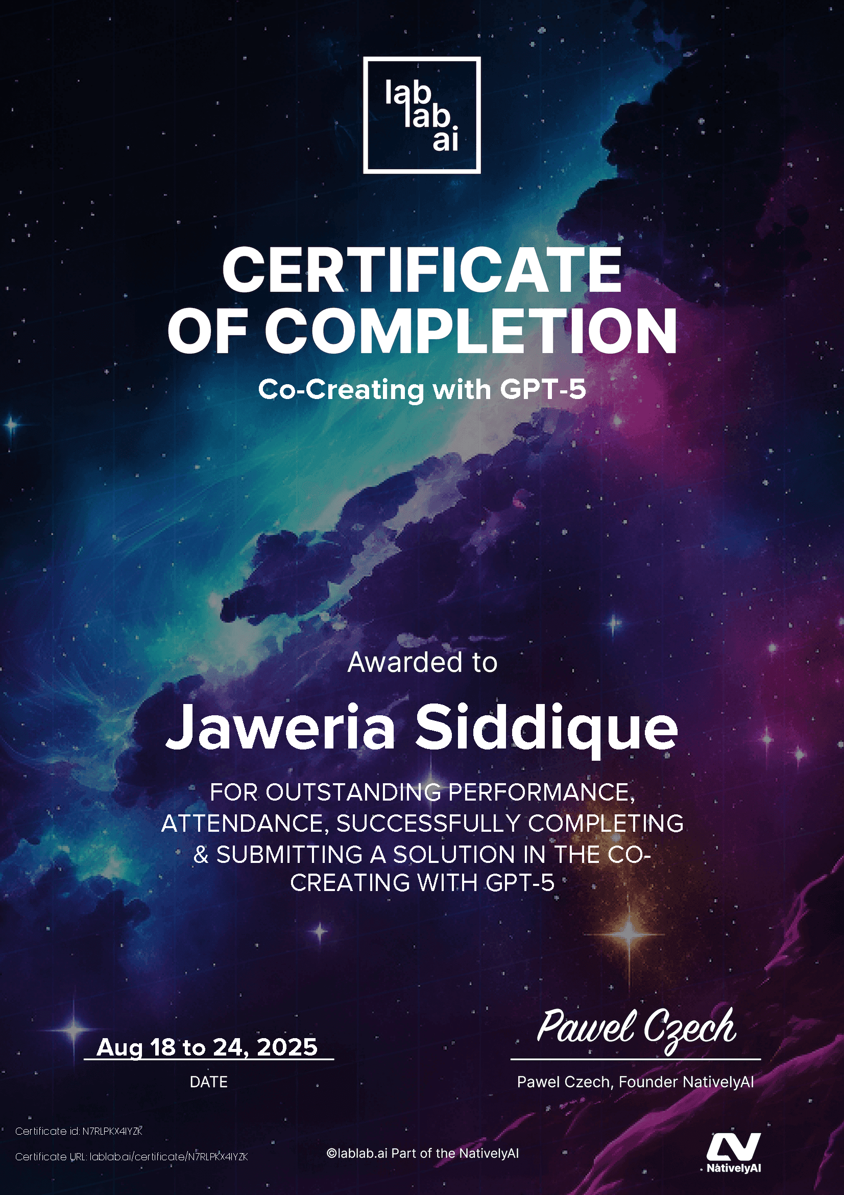 personal certificate