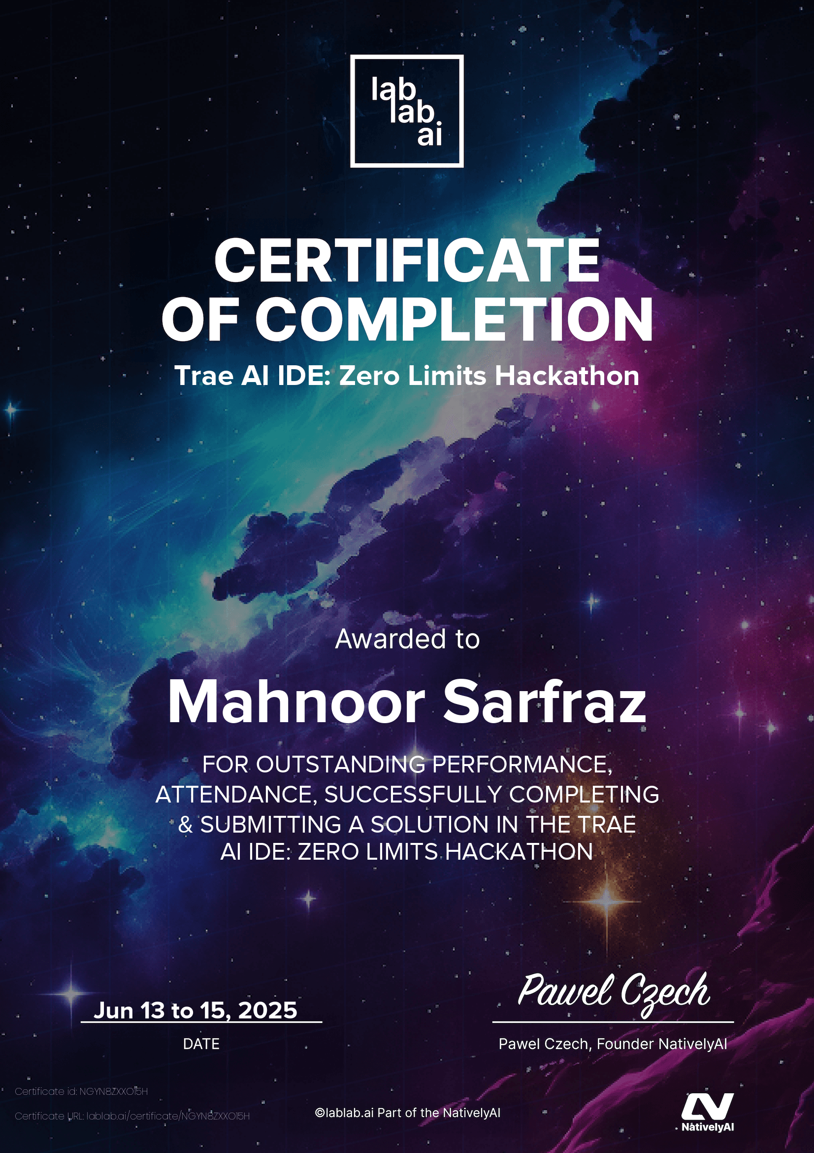 personal certificate