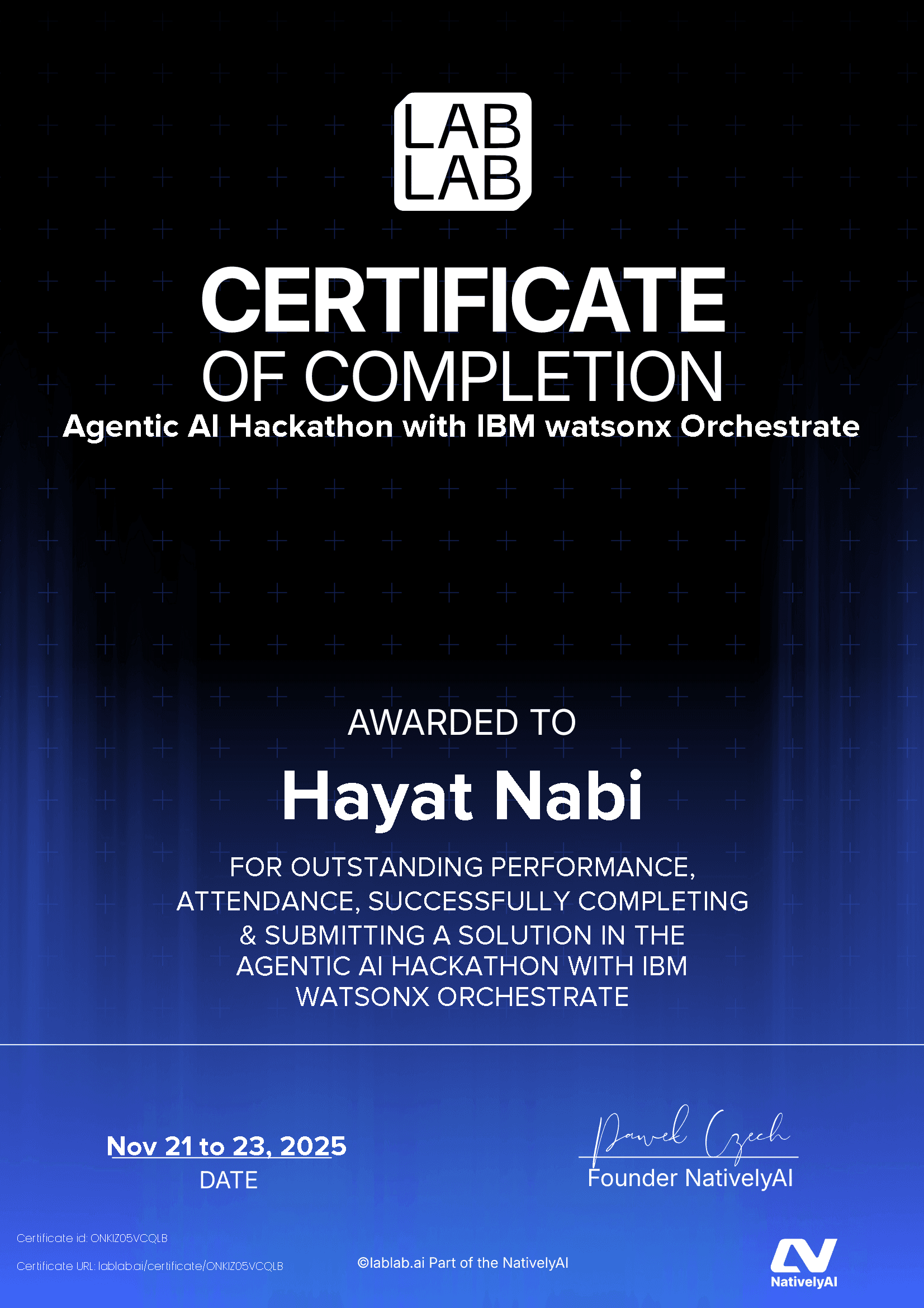 personal certificate