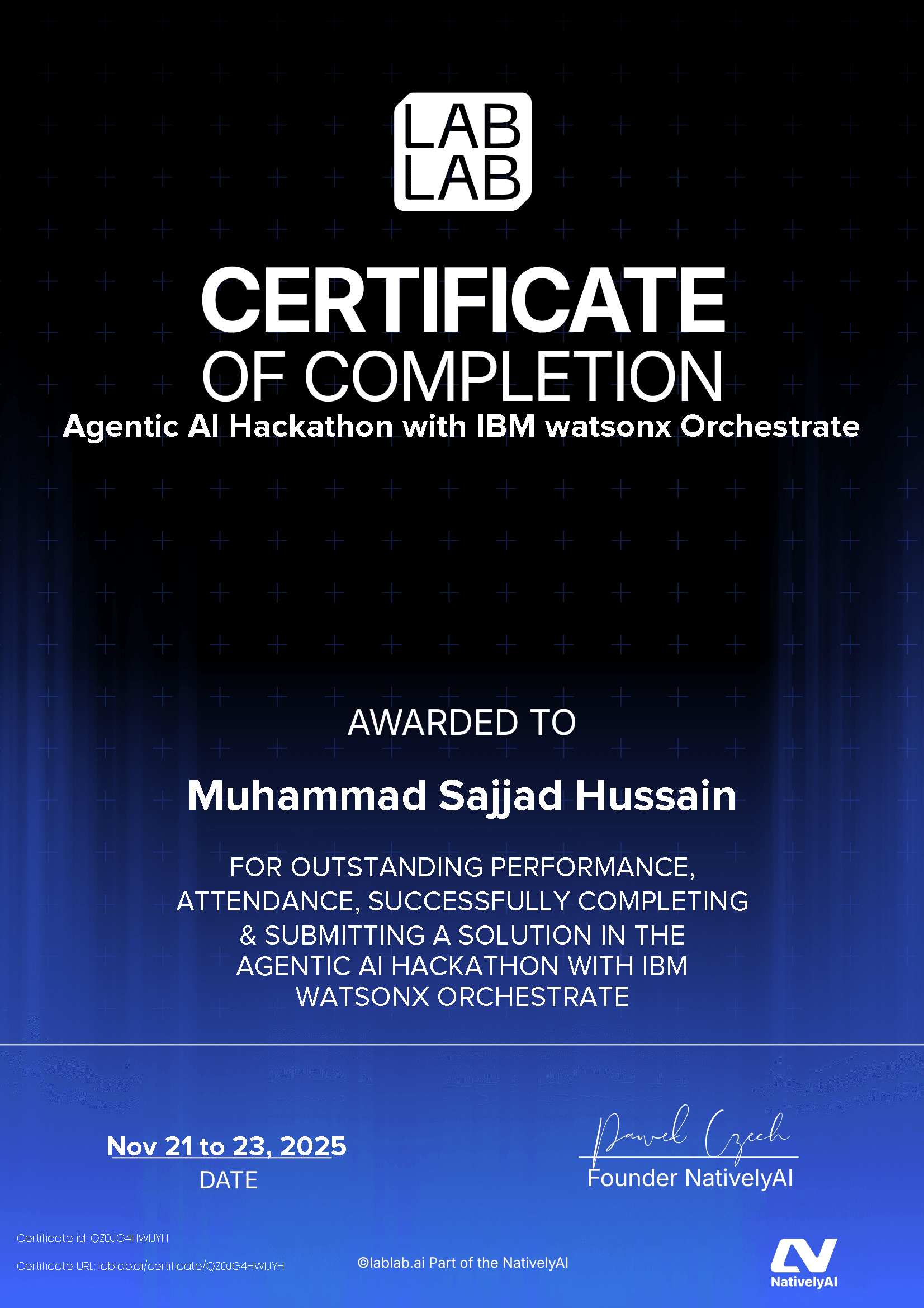 personal certificate