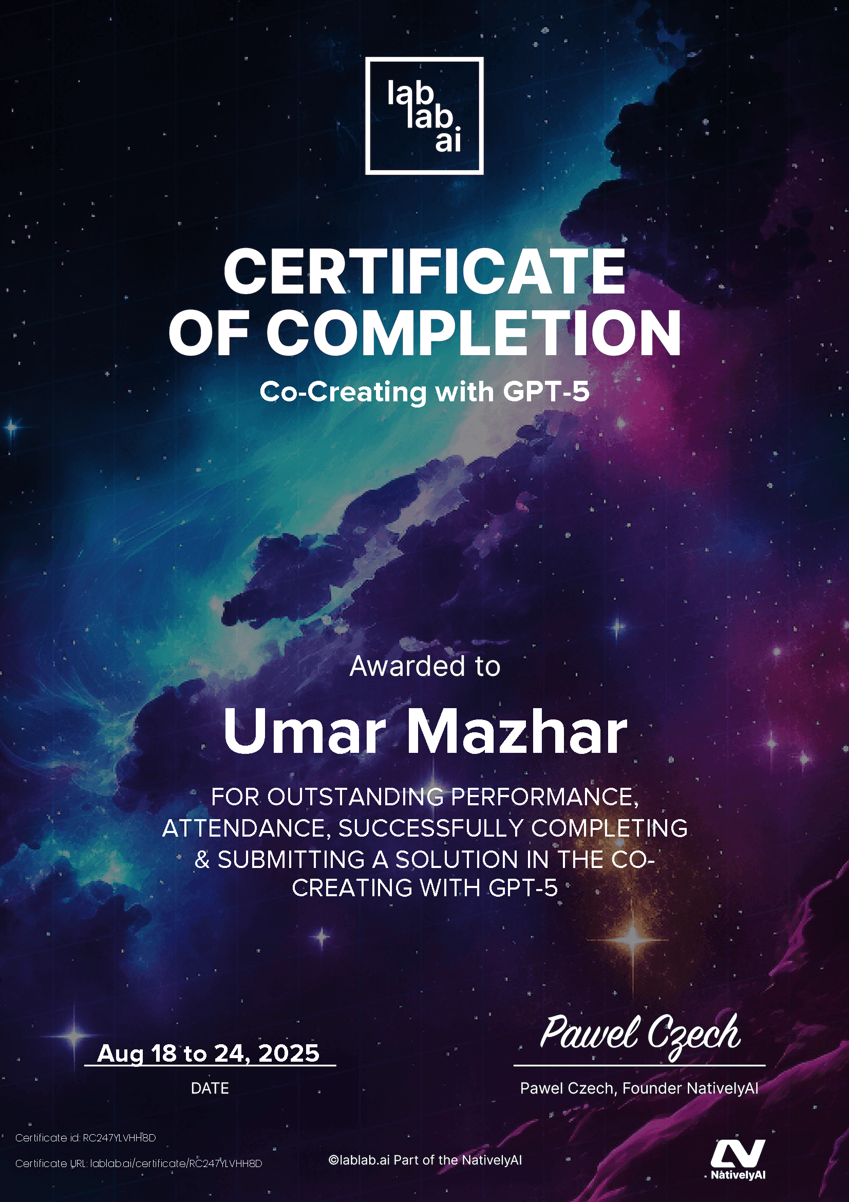 personal certificate