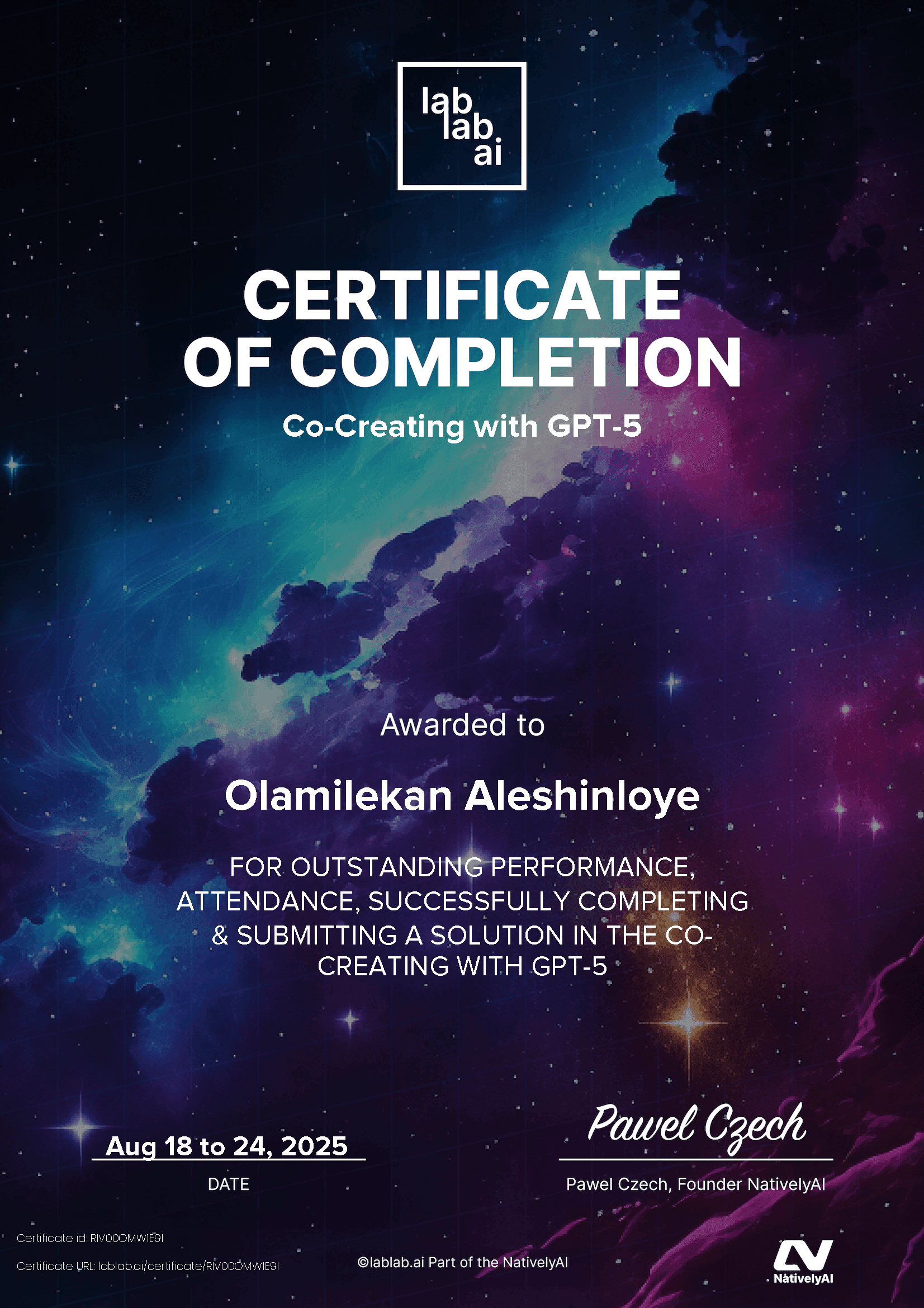 personal certificate