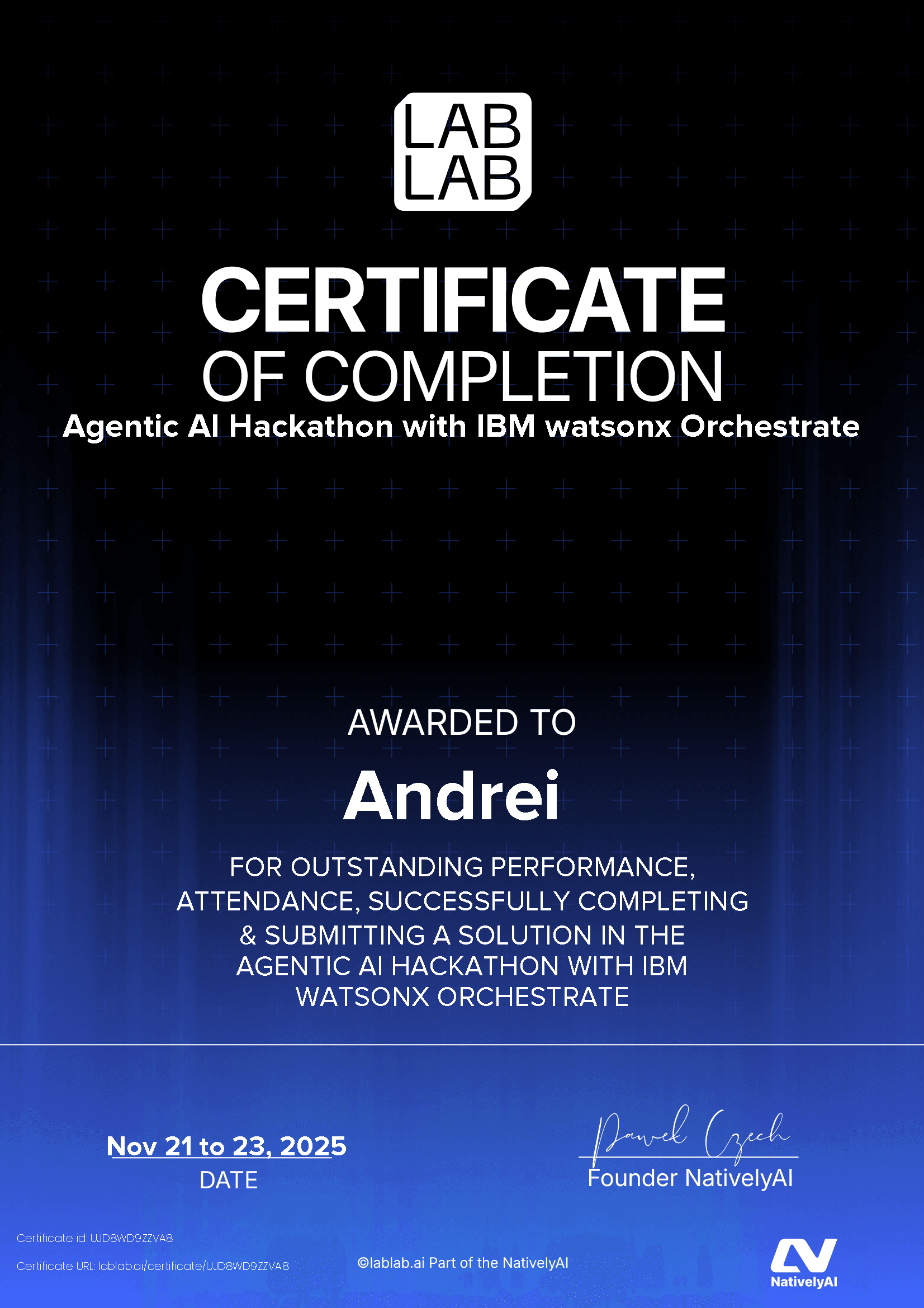 personal certificate