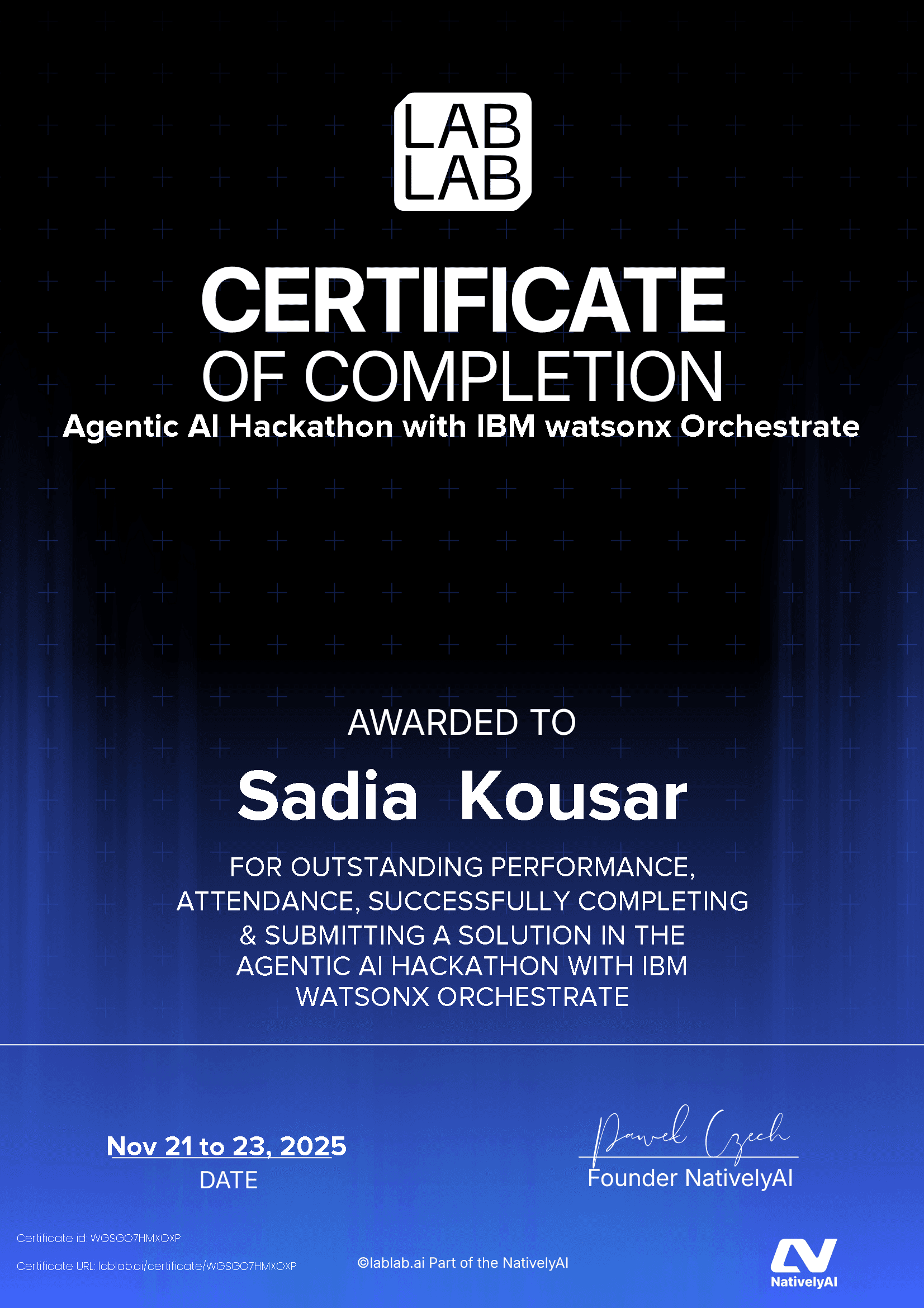 personal certificate